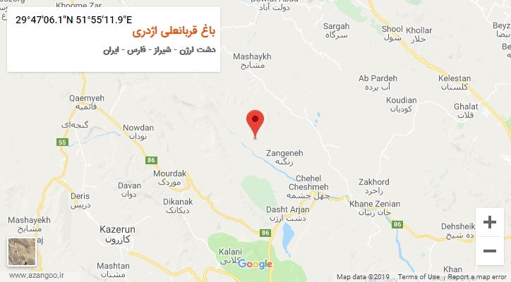 روستای باغ قربانعلی اژدری بر روی نقشه