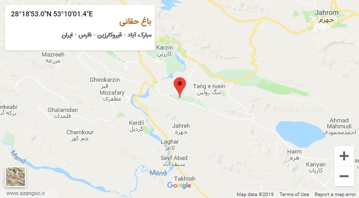 روستای باغ حقانی بر روی نقشه