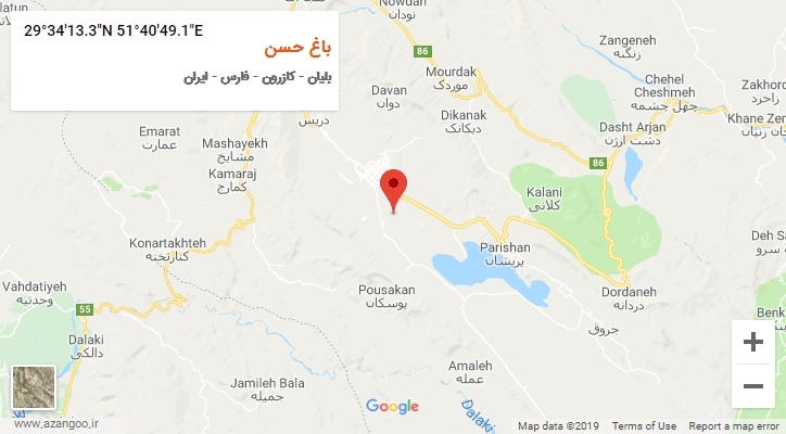 روستای باغ حسن بر روی نقشه