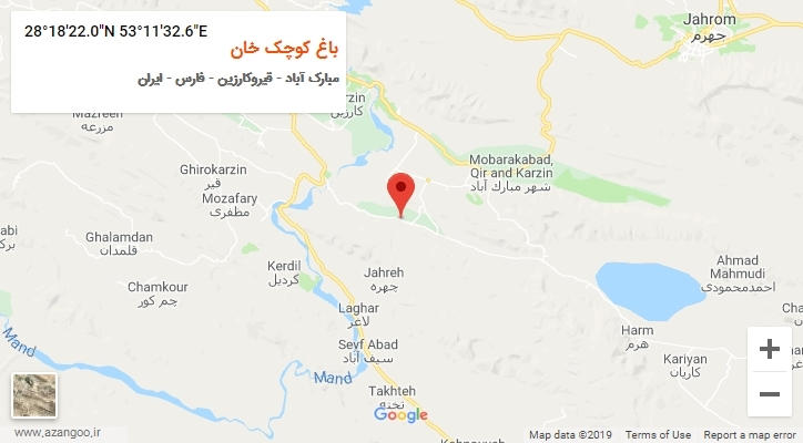 روستای باغ کوچک خان بر روی نقشه