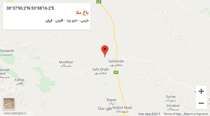 روستای باغ ملا بر روی نقشه
