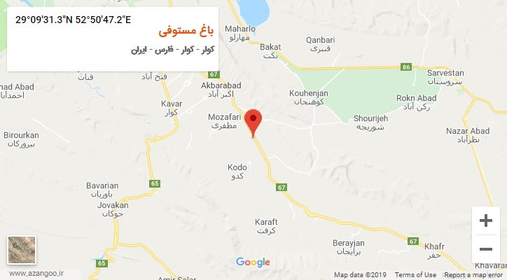روستای باغ مستوفی بر روی نقشه