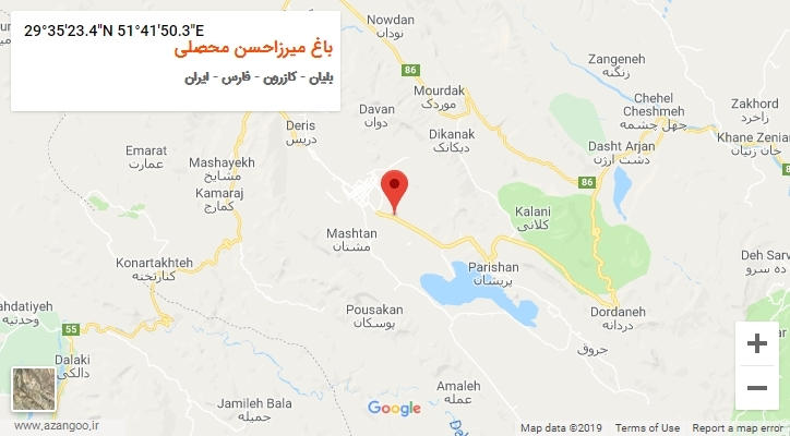 روستای باغ میرزاحسن محصلی بر روی نقشه