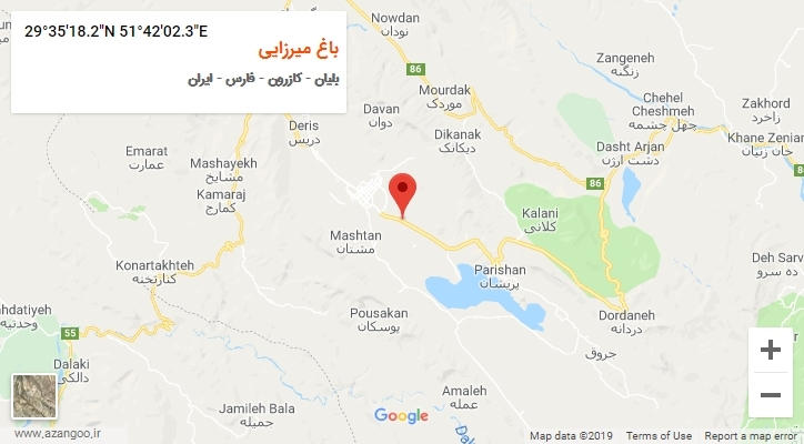 روستای باغ میرزایی بر روی نقشه