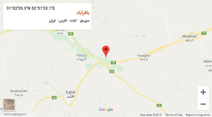 روستای باقرآباد بر روی نقشه