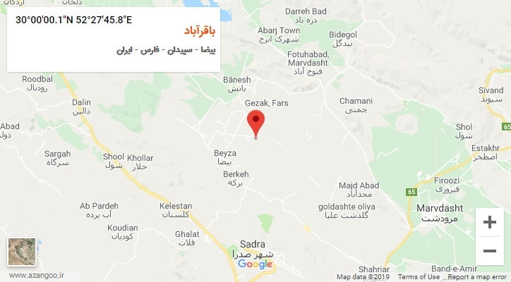 روستای باقرآباد بر روی نقشه
