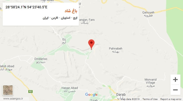 روستای باغ شاد بر روی نقشه
