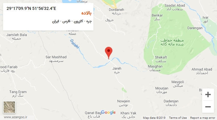روستای بالاده بر روی نقشه