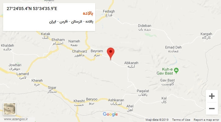 روستای بالاده بر روی نقشه