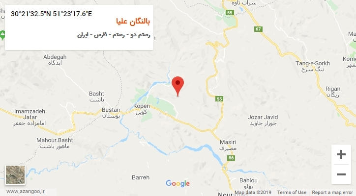 روستای بالنگان علیا بر روی نقشه