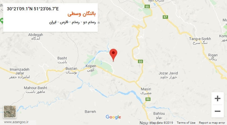 روستای بالنگان وسطی بر روی نقشه