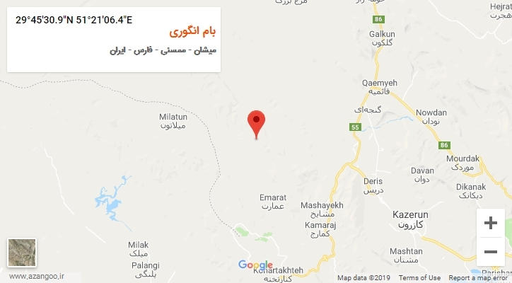 روستای بام انگوری بر روی نقشه