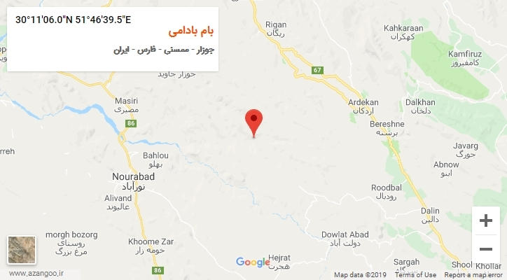 روستای بام بادامی بر روی نقشه