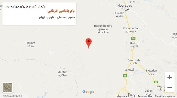 روستای بام بادامی قرقانی بر روی نقشه