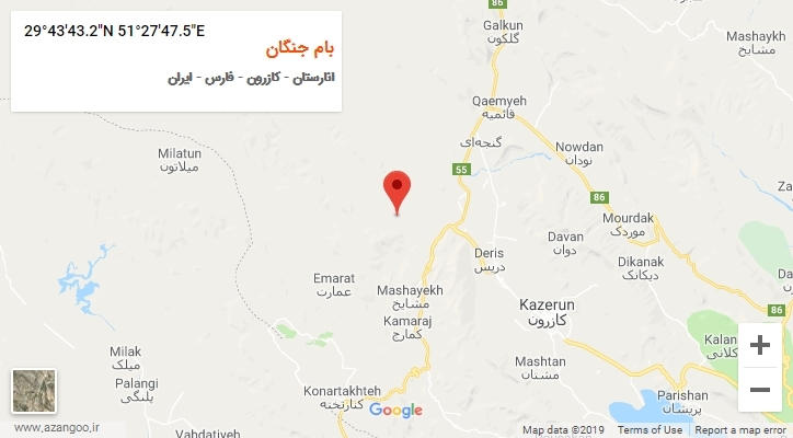 روستای بام جنگان بر روی نقشه