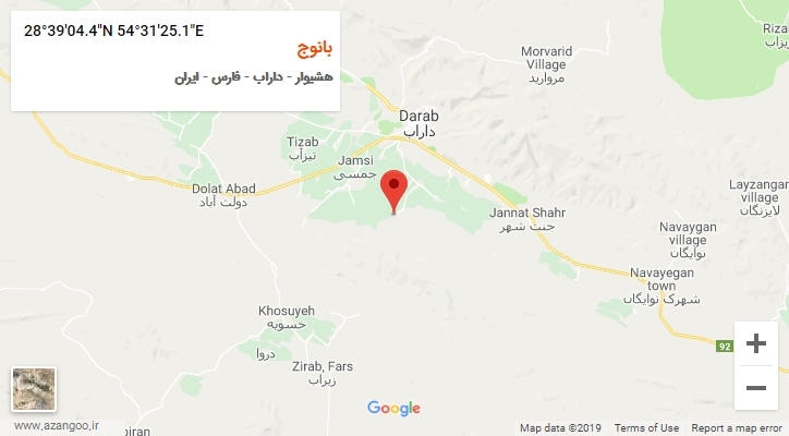 روستای بانوج بر روی نقشه