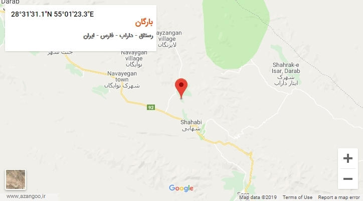روستای بارگان بر روی نقشه