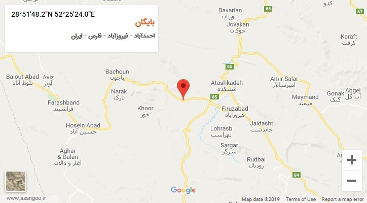 روستای بایگان بر روی نقشه