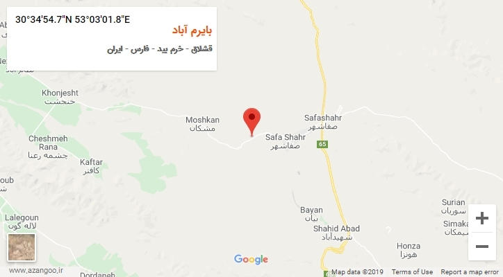 روستای بایرم آباد بر روی نقشه