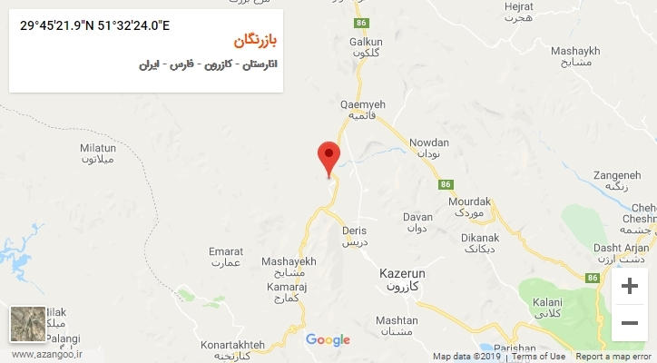 روستای بازرنگان بر روی نقشه