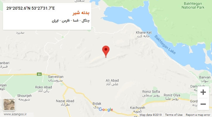 روستای بدنه شیر بر روی نقشه