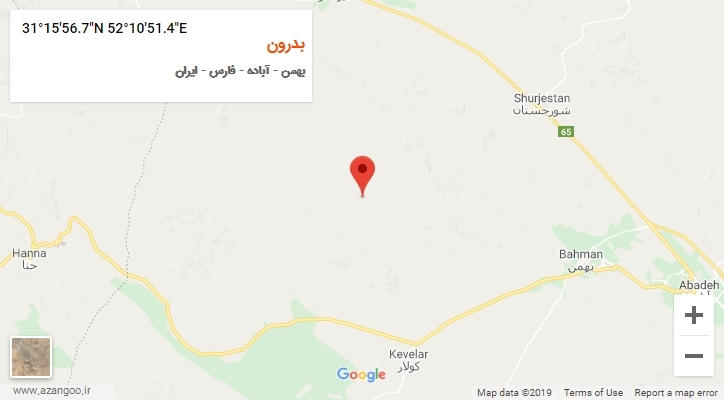 روستای بدرون بر روی نقشه