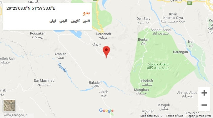روستای بدو بر روی نقشه