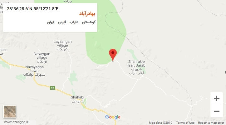 روستای بهادرآباد بر روی نقشه