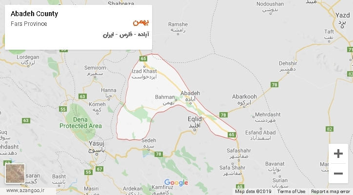 دهستان بهمن بر روی نقشه