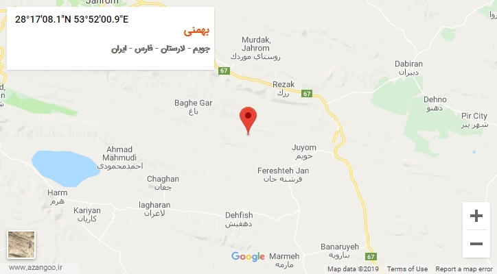 روستای بهمنی بر روی نقشه