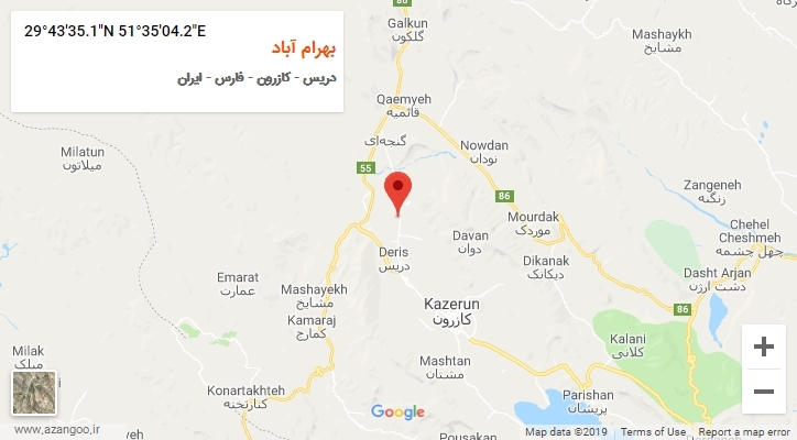 روستای بهرام آباد بر روی نقشه
