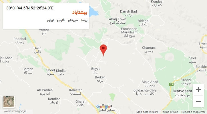 روستای بهشتاباد بر روی نقشه