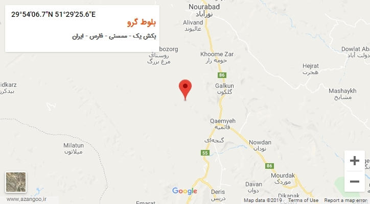 روستای بلوط گرو بر روی نقشه