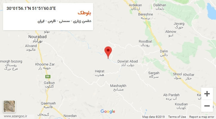 روستای بلوطک بر روی نقشه