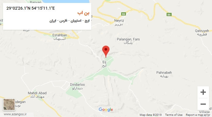 روستای بن اب بر روی نقشه