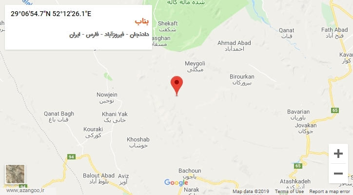 روستای بناب بر روی نقشه