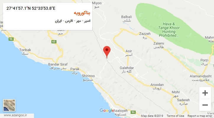 روستای بناکورویه بر روی نقشه