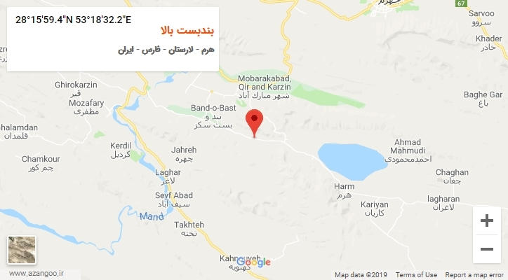 روستای بندبست بالا بر روی نقشه