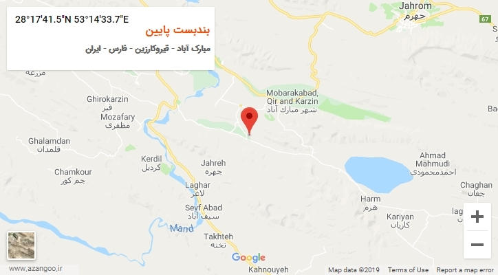 روستای بندبست پایین بر روی نقشه
