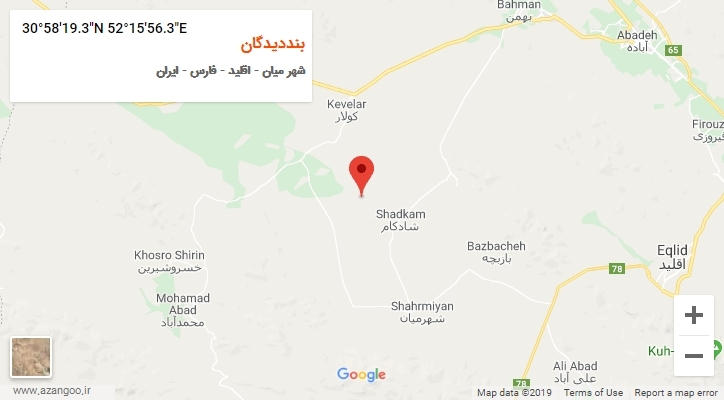 روستای بنددیدگان بر روی نقشه