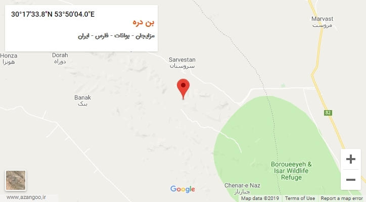 روستای بن دره بر روی نقشه