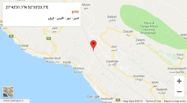 روستای بندو بر روی نقشه
