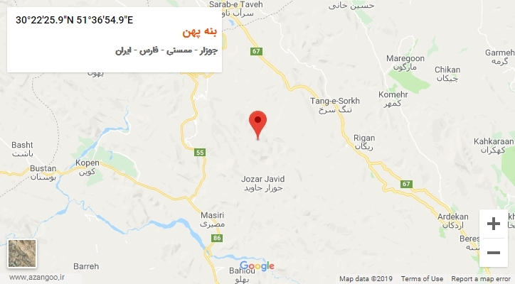 روستای بنه پهن بر روی نقشه
