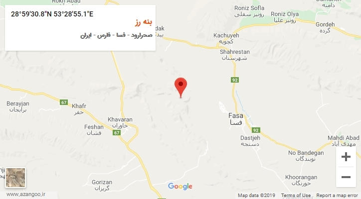 روستای بنه رز بر روی نقشه