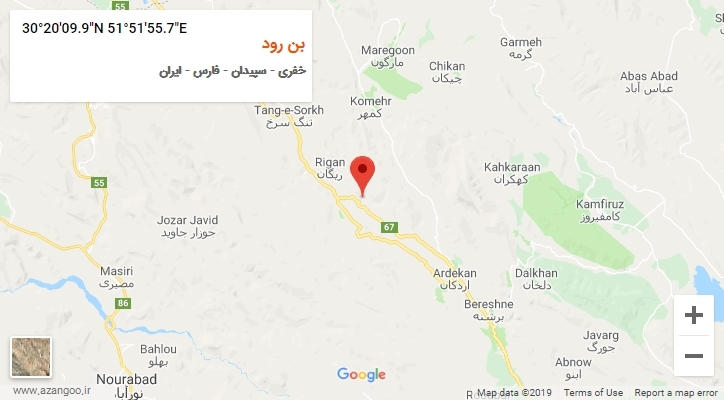 روستای بن رود بر روی نقشه