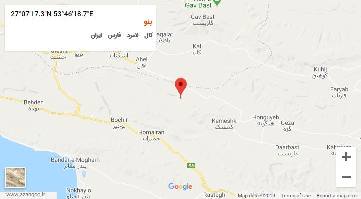 روستای بنو بر روی نقشه