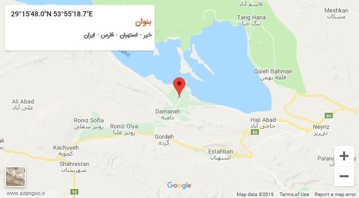 روستای بنوان بر روی نقشه