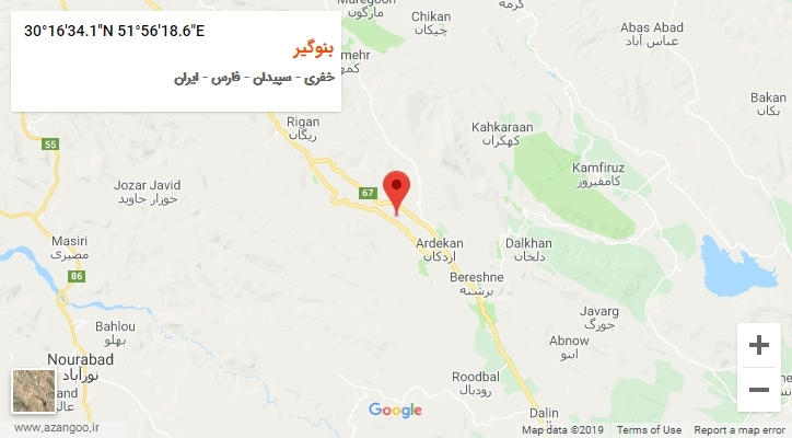 روستای بنوگیر بر روی نقشه