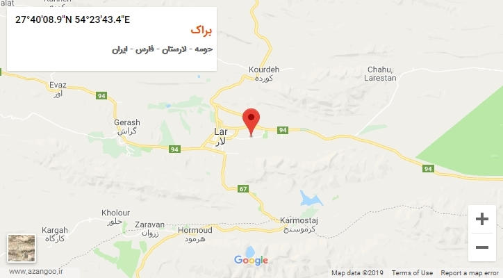 روستای براک بر روی نقشه