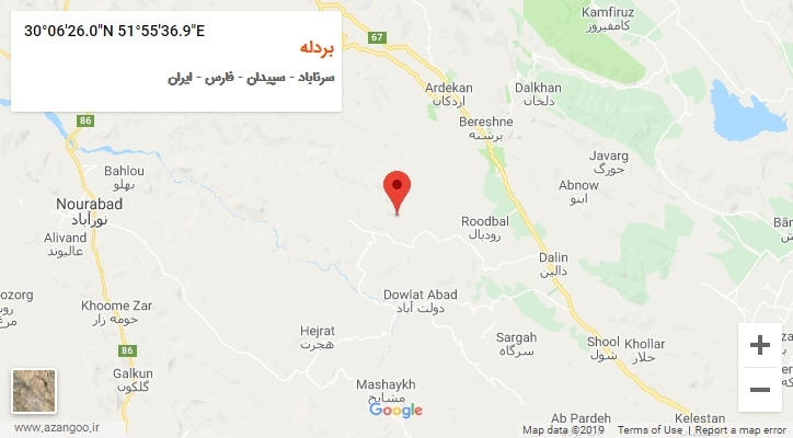 روستای بردله بر روی نقشه
